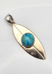 Signed Turquoise Sterling In Pendant 8.7 G
