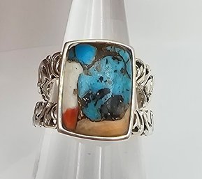 BBJ Turquoise Sterling Silver Ring Size 5.5 6.8 G