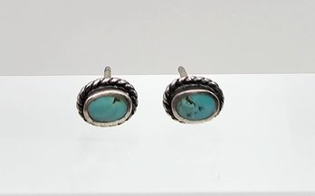Signature Sterling Silver Turquoise Earrings 0.7 G