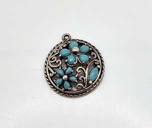 K Turquoise Sterling Silver Pendant 2.4 G