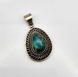Southwestern Turquoise Sterling Silver Pendant 7.6 G