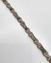 DBJ Emerald Diamond Gold Over Sterling Silver Tennis Bracelet 8.4 G