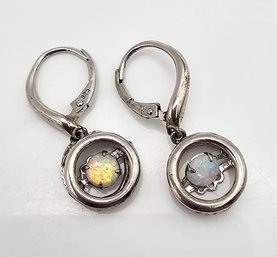 JH Opal Sterling Silver Drop Dangle Earrings 4.1 G