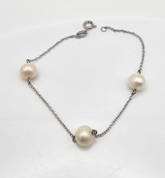 C Pearl Sterling Silver Bracelet 2.4 G