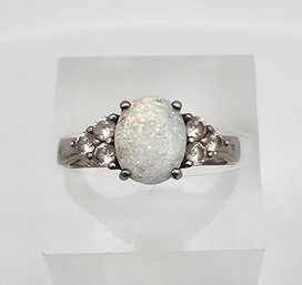 Opal Sterling Silver Cocktail Ring Size 6.25 2 G