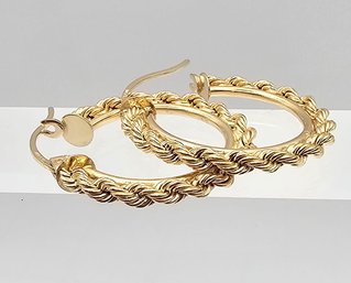 'AAJ' 14K Gold Twist Hoop Earrings 2.1 G