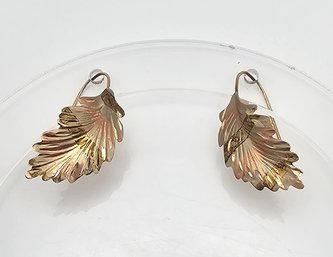 'JCM' 14K Gold Leaf Earrings 0.8 G