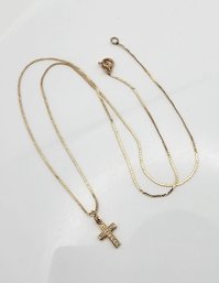 'H' 14K Cross Necklace 1.1 G
