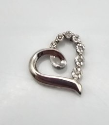 Diamond Sterling Silver Heart Pendant 2.5 G