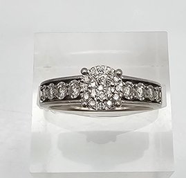 'VD' Diamond Sterling Silver Cocktail Ring Size 6.5 3.7 G