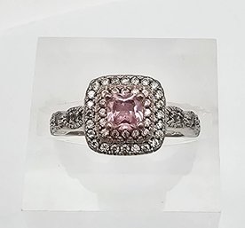 Pink Tourmaline Sterling Silver Cocktail Ring Size 4.25 2.5 G Approximately 0.88 TCW
