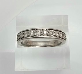 'CW' Diamond Sterling Silver Wedding Ring Size 8.5 2.2 G