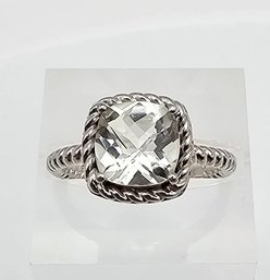 Signed Aquamarine Sterling Silver Cocktail Ring Size 6.75 3.4 G Approximately 2.5 TCW