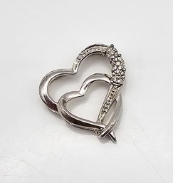 'JJ' Diamond Sterling Silver Heart Pendant 1.4 G