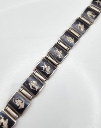 Siam 160 Sterling Silver Etched Panel Bracelet 26.2 G