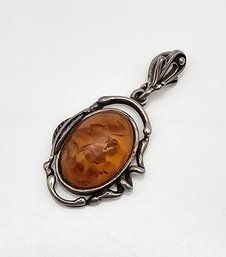 Amber Sterling Silver Pendant 2.1 G