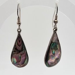 Mexico Abalone Sterling Silver Drop Dangle Earrings 4.3 G