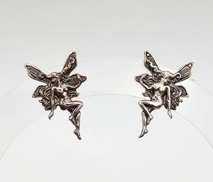 Sterling Silver Nude Fairy Earrings 2.3 G
