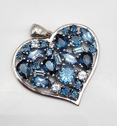 'ATI' Topaz Sterling Silver Heart Pendant 9.3 G