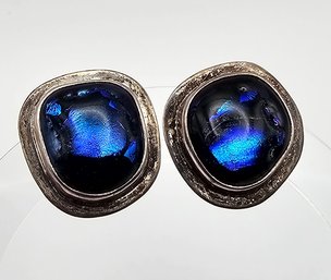 Art Glass Sterling Silver Earrings 17.2 G