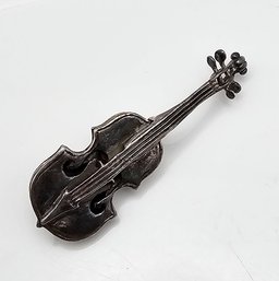 Sterling Silver Violin Brooch 7.4 G