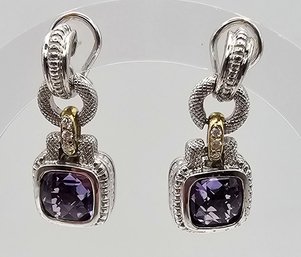 Judith Ripka 18K Gold Sterling Silver Earrings 17 G