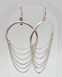 Sterling Silver Chain Dangle Earrings 13.7 G