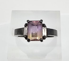 Amethyst Sterling Silver Cocktail Ring Size 5.75 3.6 G