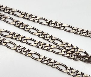 'SU' Sterling Silver Figaro Chain Necklace 17 G