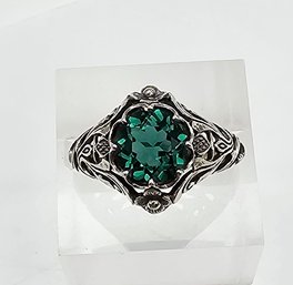 Tourmaline Sterling Silver Cocktail Ring Size 6 3.4 G
