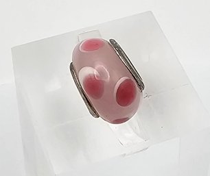 Pink Glass Sterling Silver Charm 2.3 G