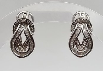 'SJ' Diamond Sterling Silver Earrings 6.7 G
