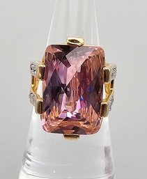Ross Simons Cubic Zirconia Gold Over Sterling Silver Cocktail Ring Size 5.75 11.4 G