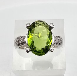 Rhinestone Sterling Silver Cocktail Ring Size 7 4.5 G