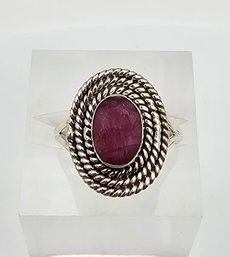 Ruby Sterling Silver Cocktail Ring Size 5 2.9 G