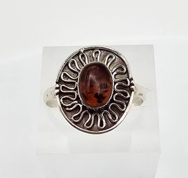 Amber Sterling Silver Ring Size 9 2.6  G