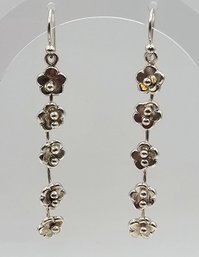 Sterling Silver Flower Drop Dangle Earrings 10.7 G