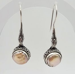 Mother Of Pearl Sterling Silver Drop Dangle Earrings 10.6 G
