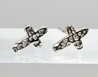 Sterling Silver Cross Earrings 0.8 G