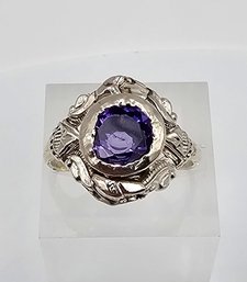 Amethyst Sterling Silver Cocktail Ring Size 9 4.2 G