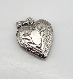 Signed Sterling Silver Heart Locket Pendant 2 G