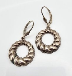 'Plata Real Q' Sterling Silver Drop Dangle Earrings 2.6 G