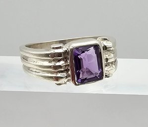 Amethyst Sterling Silver Cocktail Ring Size 5.75 4 G