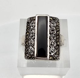 Onyx Sterling Silver Ring Size 7 6 G