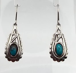 Turquoise Sterling Silver Drop Dangle Earrings 2.3 G
