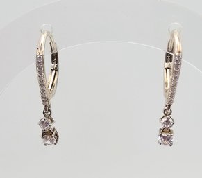 Rhinestone Sterling Silver Drop Dangle Earrings 2.2 G