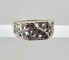 Marcasite Sterling Silver Cocktail Ring Size 7 4.5 G