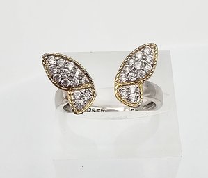 'FD' Rhinestone Sterling Silver Cocktail Ring Size 6.5 2.5 G