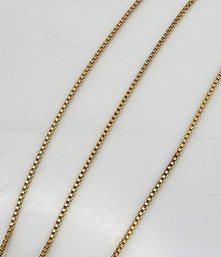 18K Gold Over Sterling Silver Box Chain Necklace 2.2 G