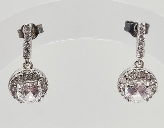 NIB Cubic Zirconia Sterling Silver Drop Dangle Earrings 3.4 G